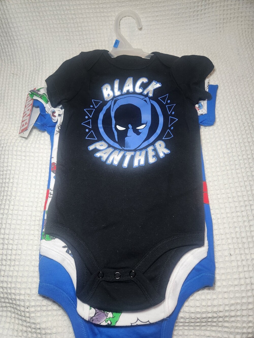 Marvel Black Panther Black & Blue Baby One-Piece Bodysuit 3pk NWT 24months